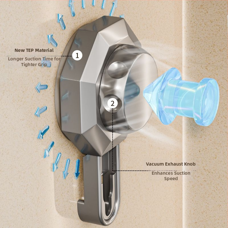 Nástenný mydlový držiak so silným vákuovým uchytením; plast; značka Easy to recognize hardware; vhodný do kúpeľne