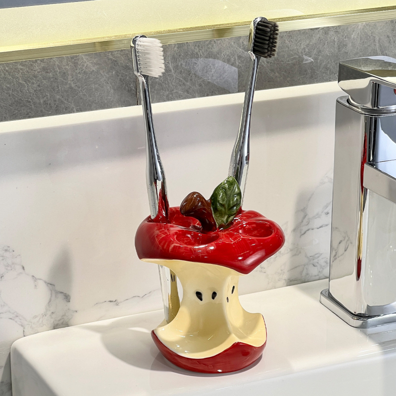 Keramički držač četkica za zube s odvodom za kupaonicu