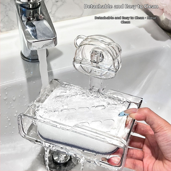 Držiak na mydlo so sacou - na stenu, bez vŕtania, s hubkou na handričku; ABS plast; 197,2 g; 100 kusov; Autonomy