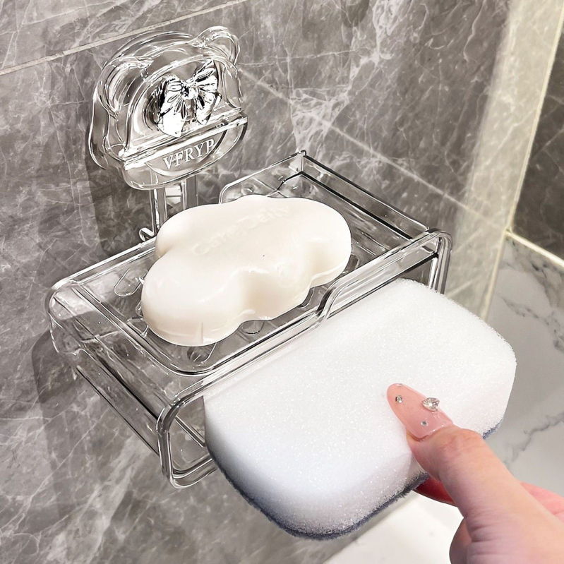 Držač sapuna sa usisnom čašom - zidni, bez bušenja, s spužvicom za brisanje; ABS plastika; 197,2 g; 100 kom.; Autonomy