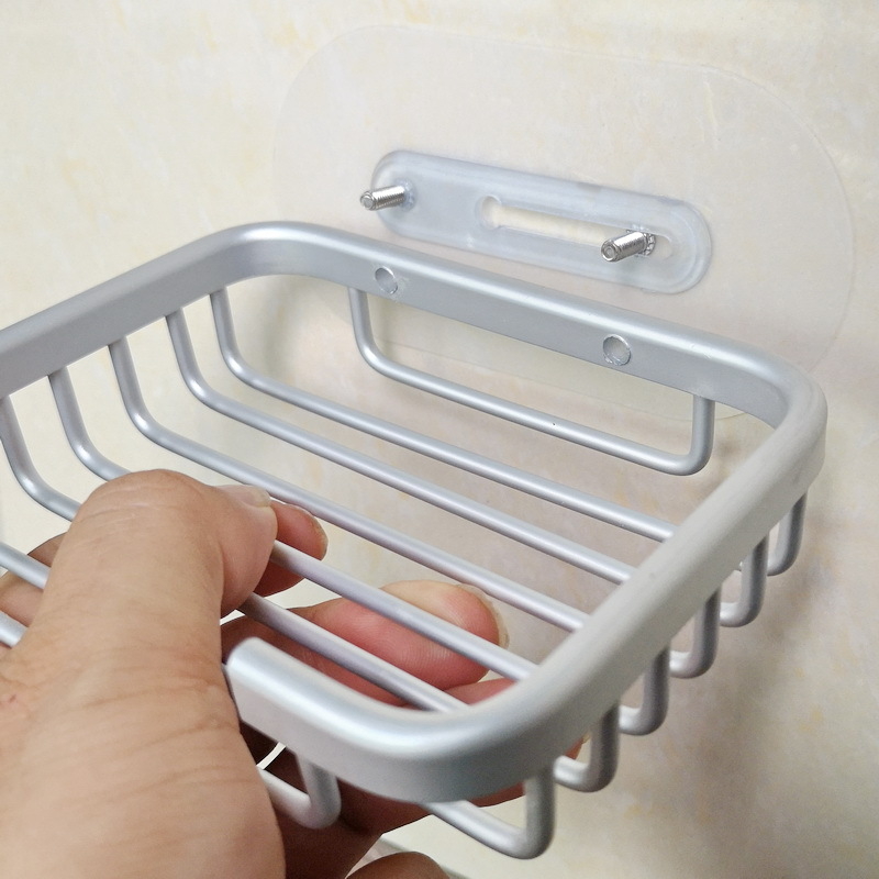 Držač za sapun od aluminijskog legura, zidni s usisnom čašicom, bez bušenja, bez čavala, mrežasti dizajn
