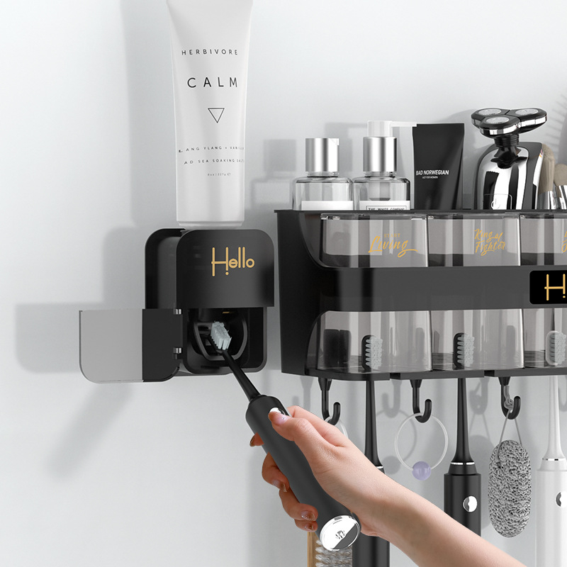 Fali fogkefetartó, szívócsöves rögzítés, fúrás nélkül, műanyagból, pastatároló és gargalizáló pohár