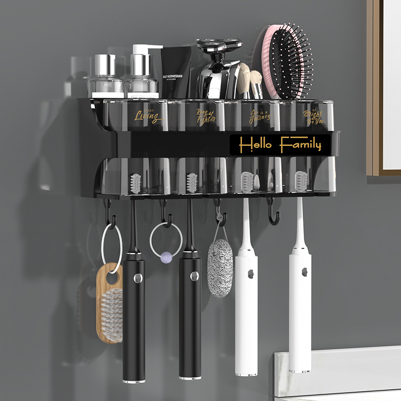 Fali fogkefetartó, szívócsöves rögzítés, fúrás nélkül, műanyagból, pastatároló és gargalizáló pohár