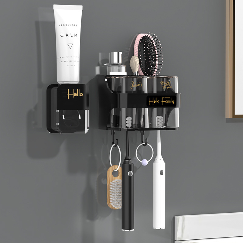 Fali fogkefetartó, szívócsöves rögzítés, fúrás nélkül, műanyagból, pastatároló és gargalizáló pohár