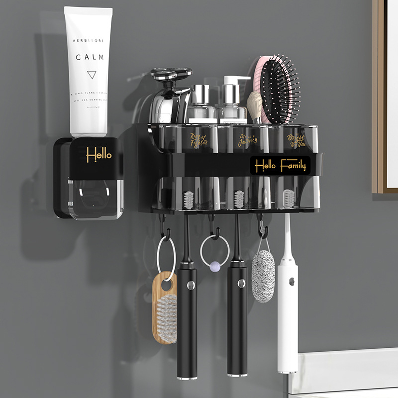 Fali fogkefetartó, szívócsöves rögzítés, fúrás nélkül, műanyagból, pastatároló és gargalizáló pohár