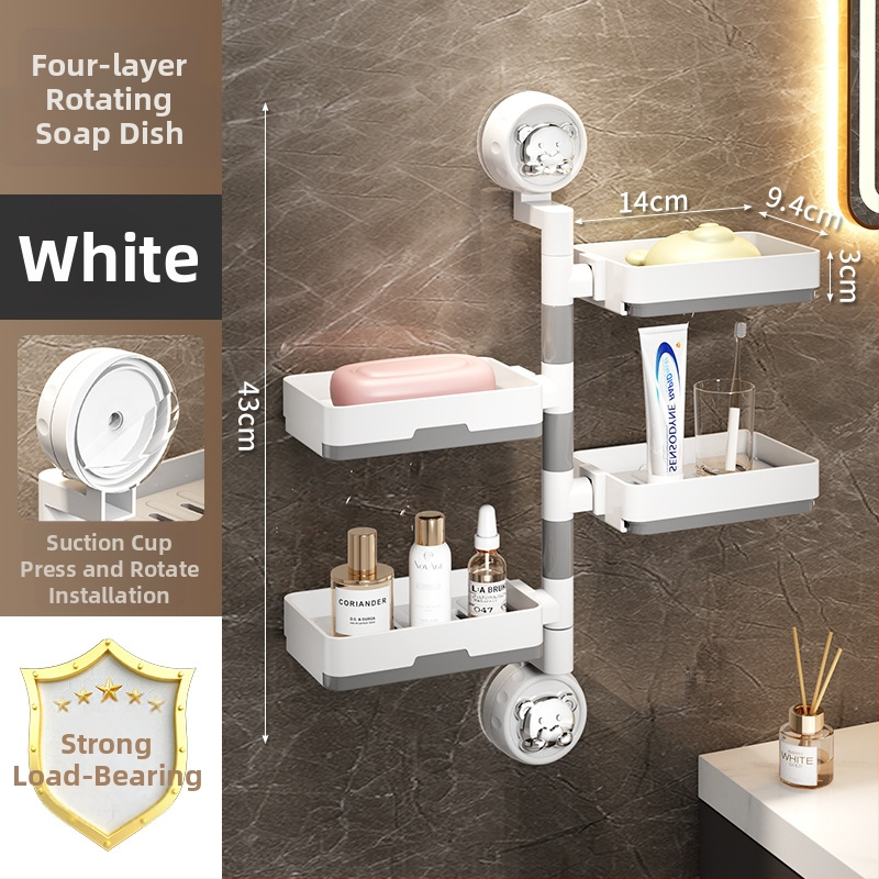 Box na mydlo s vákuovým uchytením na stenu, otáčavý, s odnímateľnou policou (Materiál: Plast, PVC; Upevnenie: vákuové uchytenie; Otáčanie: otáčavý; Odnímateľná polic)