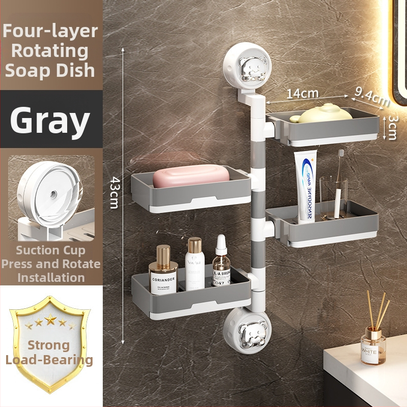 Box na mydlo s vákuovým uchytením na stenu, otáčavý, s odnímateľnou policou (Materiál: Plast, PVC; Upevnenie: vákuové uchytenie; Otáčanie: otáčavý; Odnímateľná polic)