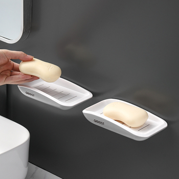 Стенен държач за сапуни с вакуумна чашка, без пробиване, двойна кутия за сапуни с място за съхранение до мивката