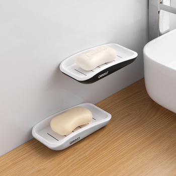 Стенен държач за сапуни с вакуумна чашка, без пробиване, двойна кутия за сапуни с място за съхранение до мивката