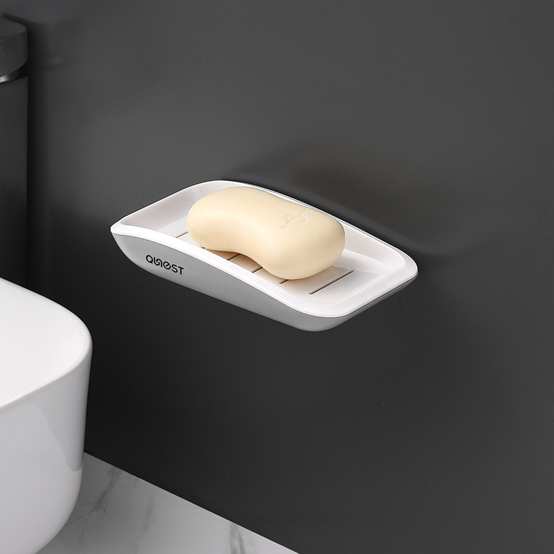 Стенен държач за сапуни с вакуумна чашка, без пробиване, двойна кутия за сапуни с място за съхранение до мивката