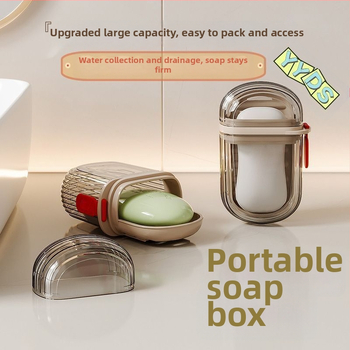 Box na mydlo so viečkom, tesne uzatvárateľný, s prísavkou, plastová, balenie 10 kusov, na cestovanie
