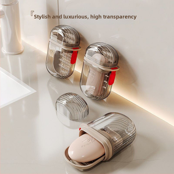 Box na mydlo so viečkom, tesne uzatvárateľný, s prísavkou, plastová, balenie 10 kusov, na cestovanie