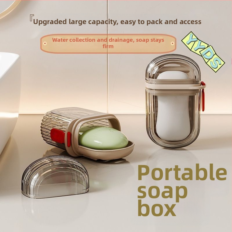 Box na mydlo so viečkom, tesne uzatvárateľný, s prísavkou, plastová, balenie 10 kusov, na cestovanie