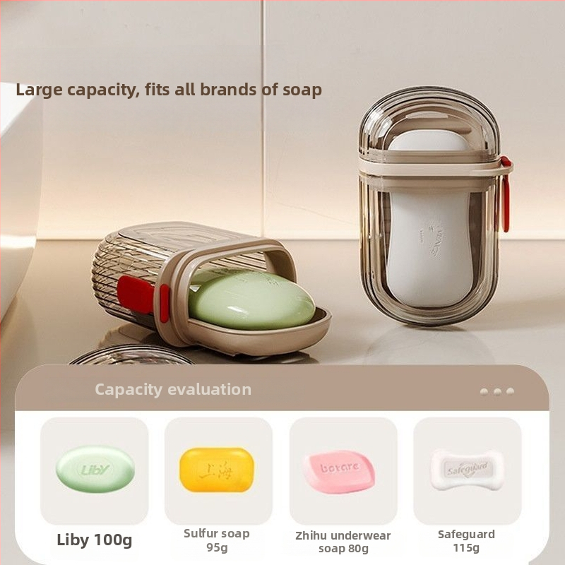 Box na mydlo so viečkom, tesne uzatvárateľný, s prísavkou, plastová, balenie 10 kusov, na cestovanie