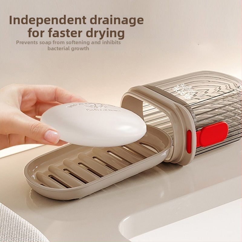 Box na mydlo so viečkom, tesne uzatvárateľný, s prísavkou, plastová, balenie 10 kusov, na cestovanie