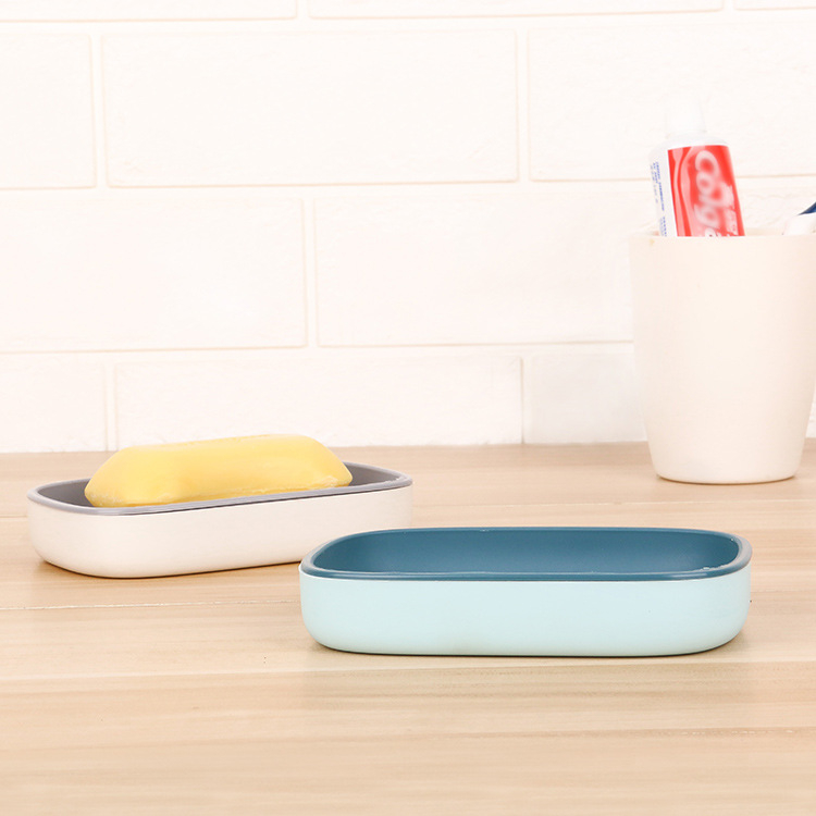 Dvoslojna stenska kutija za sapun s odvodnim pladnjem, od plastike PP, bez poklopca, s vakuumskim čašicama