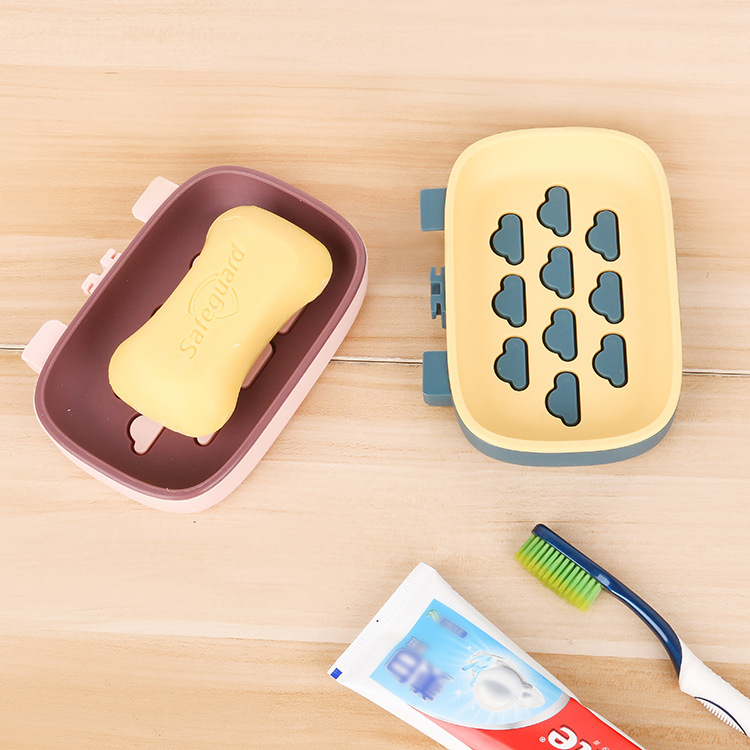 Dvoslojna stenska kutija za sapun s odvodnim pladnjem, od plastike PP, bez poklopca, s vakuumskim čašicama