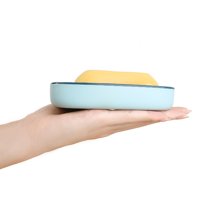 Dvoslojna stenska kutija za sapun s odvodnim pladnjem, od plastike PP, bez poklopca, s vakuumskim čašicama