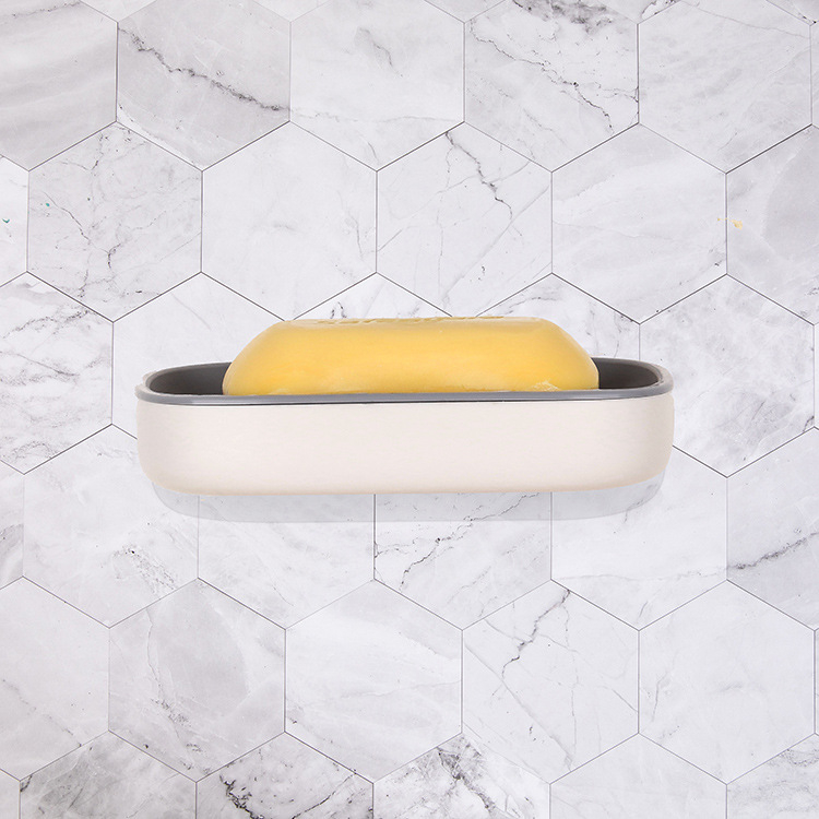 Dvoslojna stenska kutija za sapun s odvodnim pladnjem, od plastike PP, bez poklopca, s vakuumskim čašicama