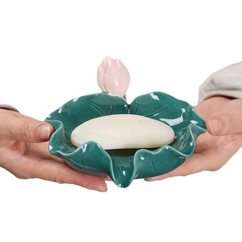 Keramička posuda za sapunicu za kupaonicu s dizajnom lista lotosa, nordijski stil; materijal keramika; otisnut logotip: da; marka Shangxing