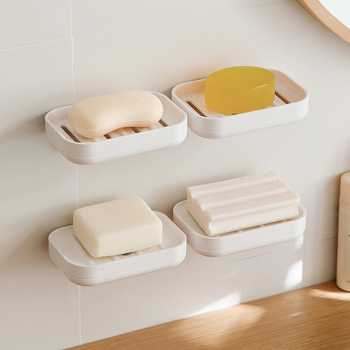 Fali ABS szappontartó ventuzával, fúrás nélkül, vízelvezető rendszerrel, fürdőszoba