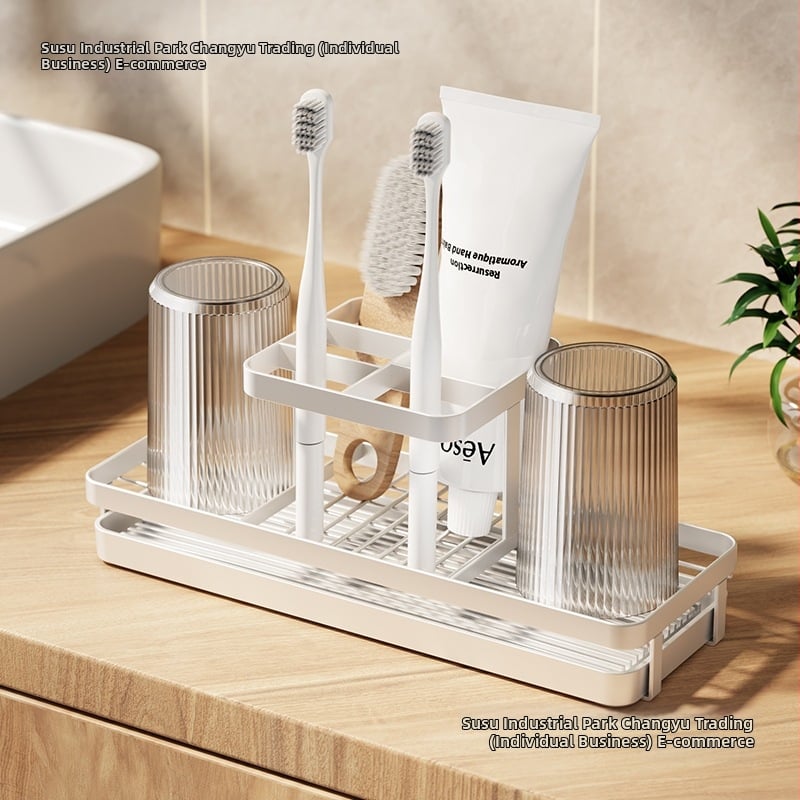 Fogkefetartó UV-sterilizálással, fém, vákuumos rögzítés, 3 rekesz, fürdőszoba