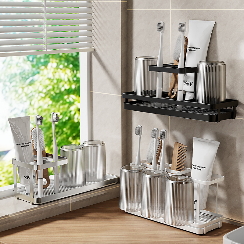 Fogkefetartó UV-sterilizálással, fém, vákuumos rögzítés, 3 rekesz, fürdőszoba