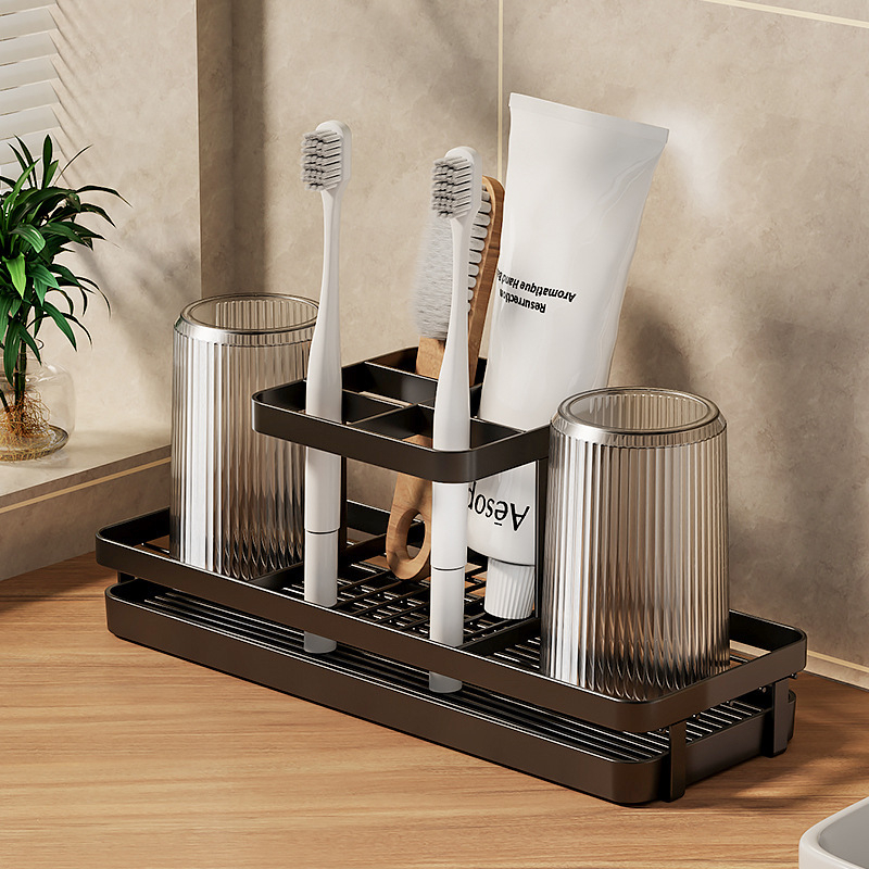 Fogkefetartó UV-sterilizálással, fém, vákuumos rögzítés, 3 rekesz, fürdőszoba