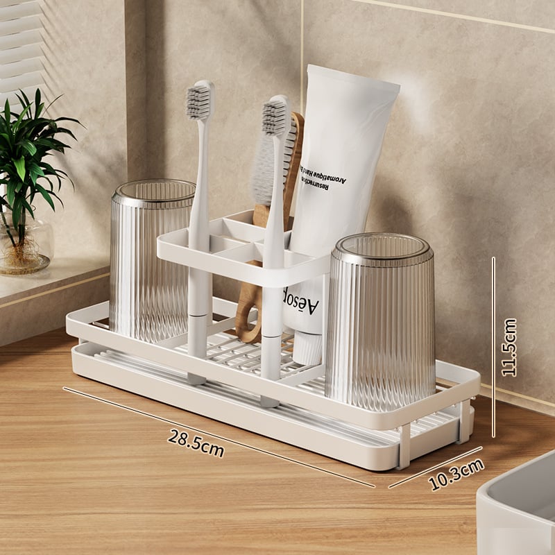 Fogkefetartó UV-sterilizálással, fém, vákuumos rögzítés, 3 rekesz, fürdőszoba