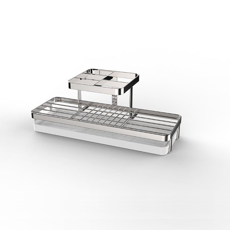 Fogkefetartó UV-sterilizálással, fém, vákuumos rögzítés, 3 rekesz, fürdőszoba