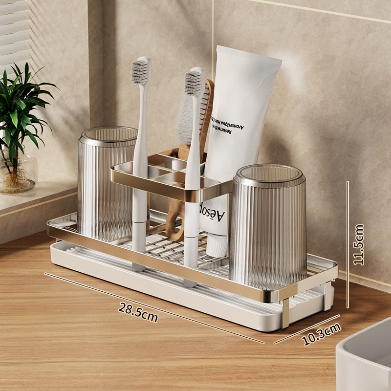 Fogkefetartó UV-sterilizálással, fém, vákuumos rögzítés, 3 rekesz, fürdőszoba