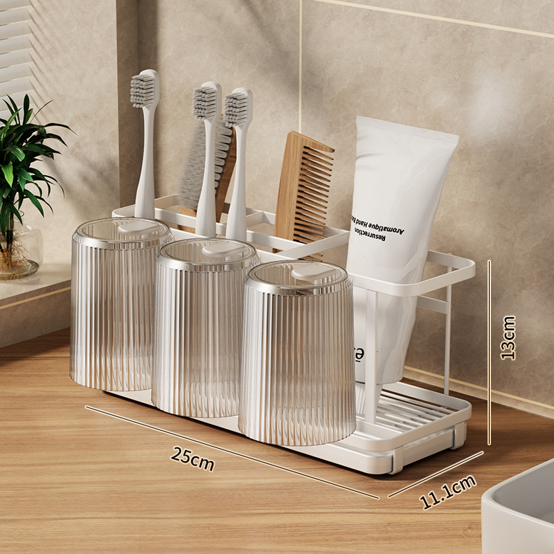 Fogkefetartó UV-sterilizálással, fém, vákuumos rögzítés, 3 rekesz, fürdőszoba