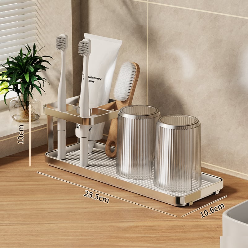 Fogkefetartó UV-sterilizálással, fém, vákuumos rögzítés, 3 rekesz, fürdőszoba