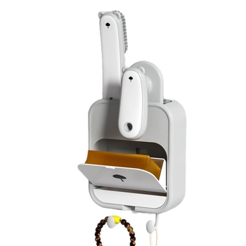 Kangmi falra szerelhető szappanbox lefolyóval, szívókoronggal, fedéllel, műanyagból, 72 darabos csomag