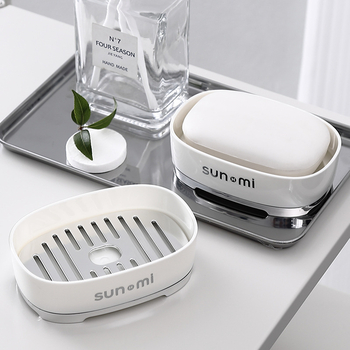 Kétszintes szappan tál lefolyóval és fürdőszobai tárolóállvánnyal (Anyag: PP; Szívókorong: Igen; Logó nyomtatás: Elérhető; Testreszabás: Igen; Privát márka: Igen)