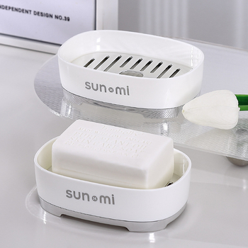 Kétszintes szappan tál lefolyóval és fürdőszobai tárolóállvánnyal (Anyag: PP; Szívókorong: Igen; Logó nyomtatás: Elérhető; Testreszabás: Igen; Privát márka: Igen)