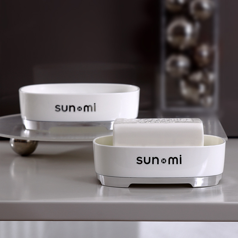 Kétszintes szappan tál lefolyóval és fürdőszobai tárolóállvánnyal (Anyag: PP; Szívókorong: Igen; Logó nyomtatás: Elérhető; Testreszabás: Igen; Privát márka: Igen)