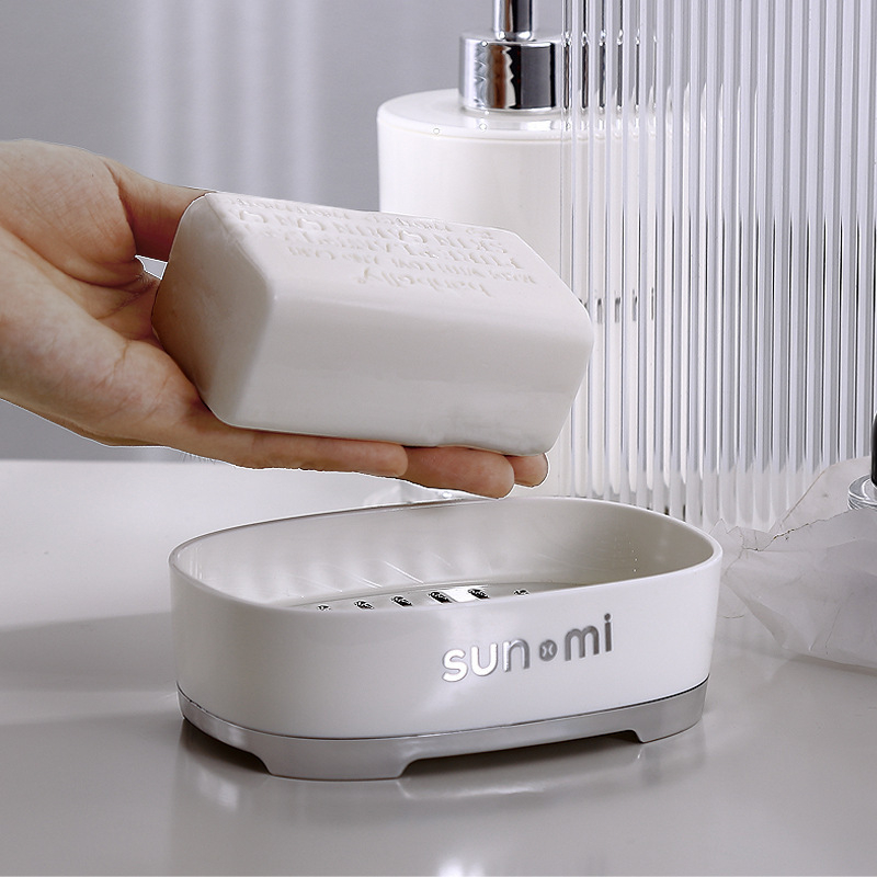 Kétszintes szappan tál lefolyóval és fürdőszobai tárolóállvánnyal (Anyag: PP; Szívókorong: Igen; Logó nyomtatás: Elérhető; Testreszabás: Igen; Privát márka: Igen)