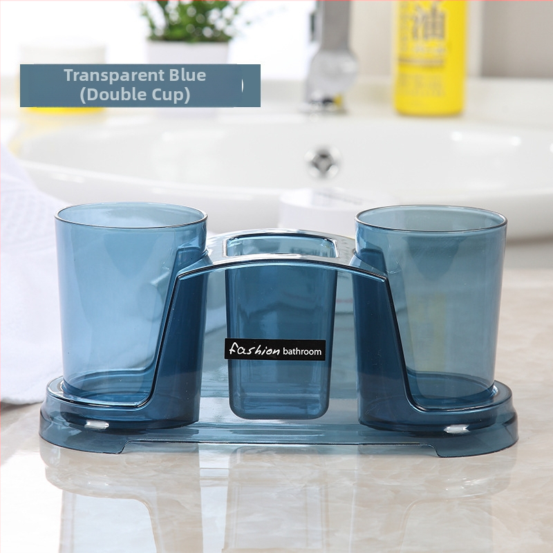 Fogkefetartó, műanyagból, dupla pohárral, fürdőszobai tároló, szerelés egyéb módszerekkel