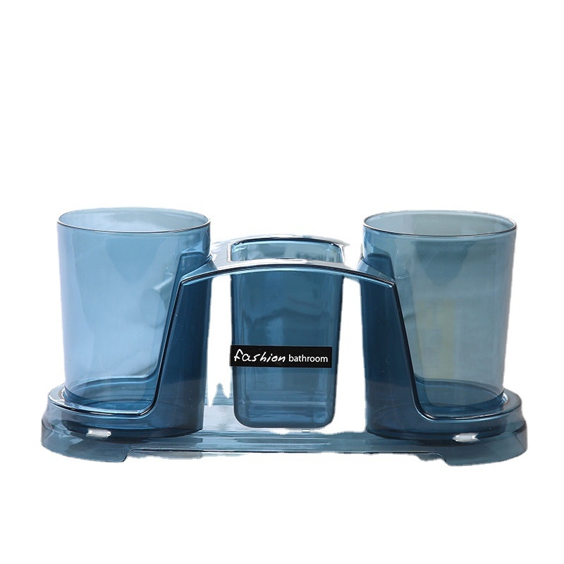 Fogkefetartó, műanyagból, dupla pohárral, fürdőszobai tároló, szerelés egyéb módszerekkel