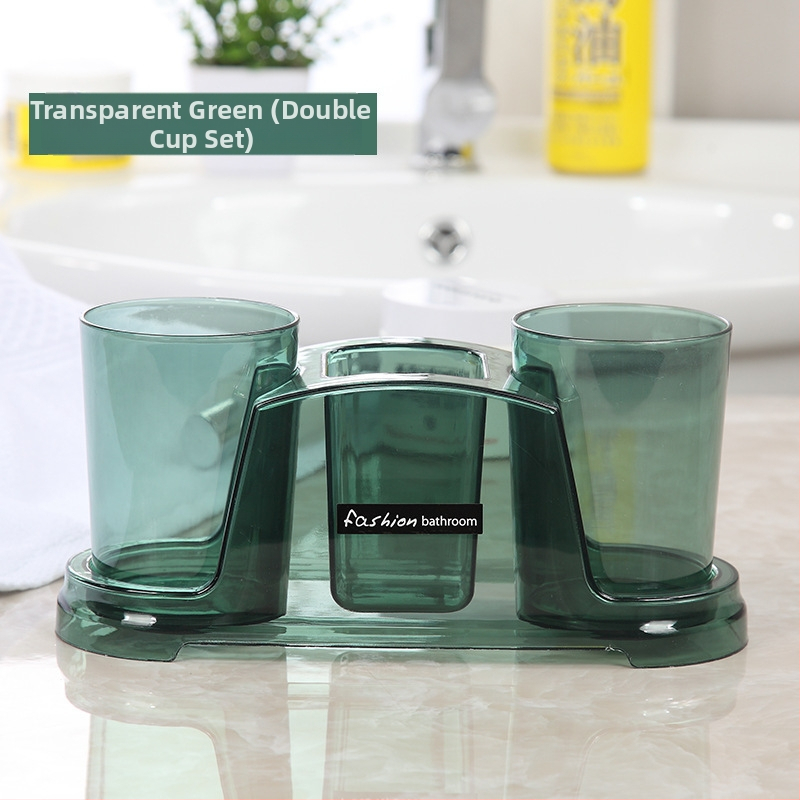 Fogkefetartó, műanyagból, dupla pohárral, fürdőszobai tároló, szerelés egyéb módszerekkel