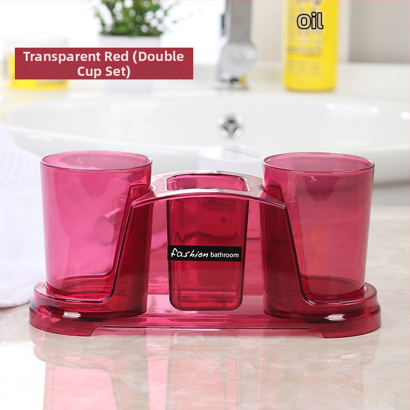 Fogkefetartó, műanyagból, dupla pohárral, fürdőszobai tároló, szerelés egyéb módszerekkel