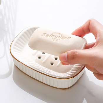 Kerámiás szappantál kettős rétegű tárolóval és lefolyóval, Súly ~280 g, Testreszabás: Igen