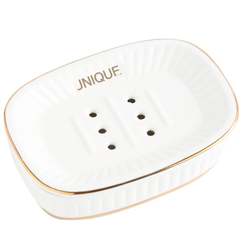 Kerámiás szappantál kettős rétegű tárolóval és lefolyóval, Súly ~280 g, Testreszabás: Igen