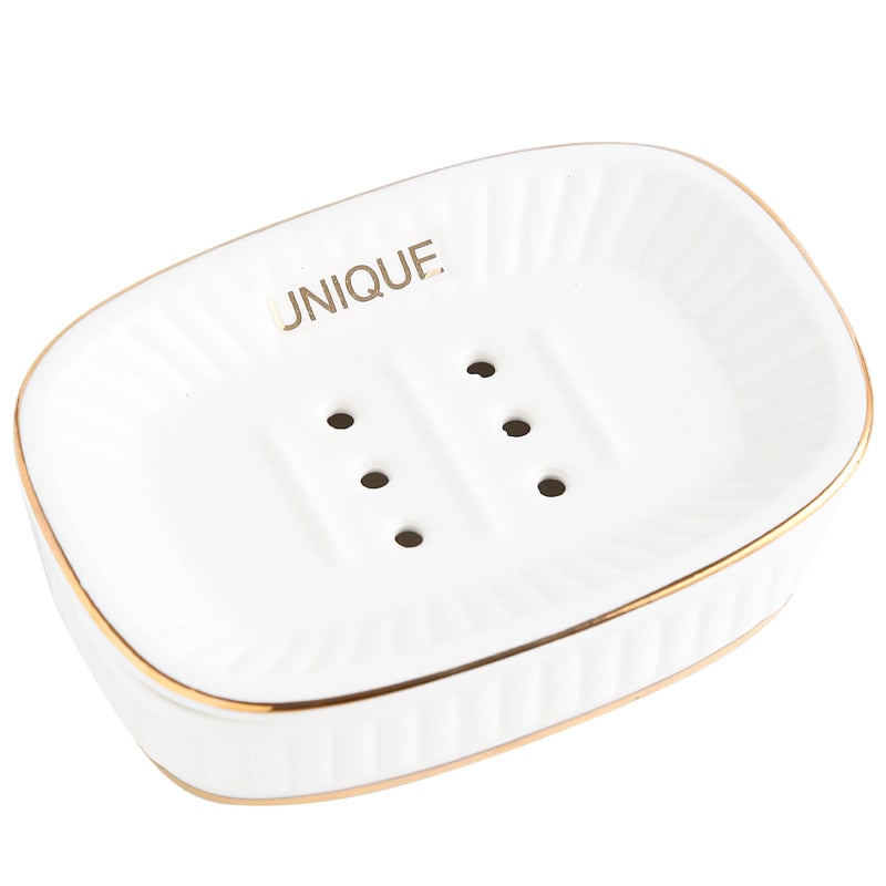 Kerámiás szappantál kettős rétegű tárolóval és lefolyóval, Súly ~280 g, Testreszabás: Igen