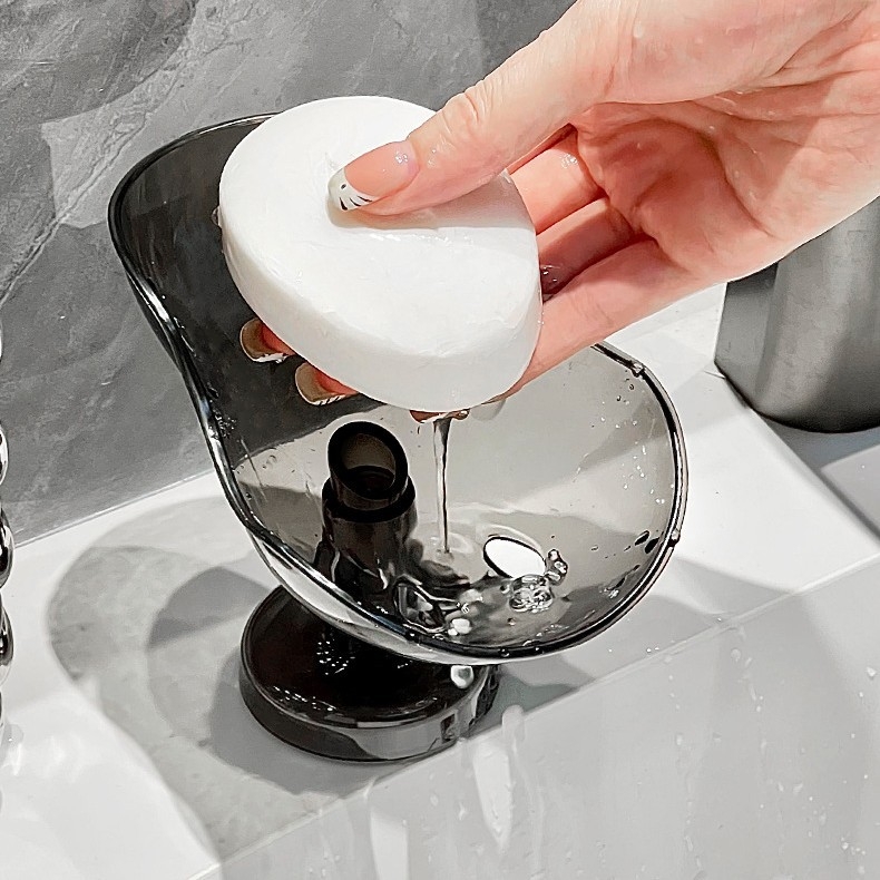 Сапунена поставка със suction cup, наклонена мултифункционална, без натрупване на вода, пластмасова