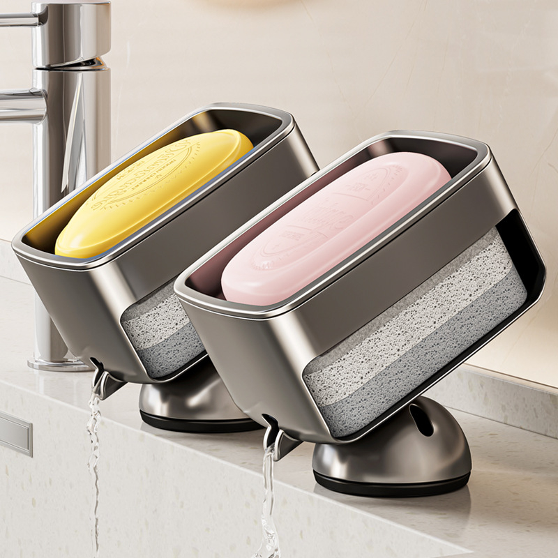 Műanyag szappantartó tál, dupla rétegű, falra szerelhető – fürdőszobai tároló