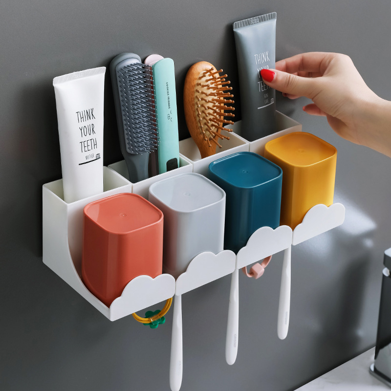 Fogkefetartó – falra szerelhető vákuumos csatlakozással, műanyagból, tárolásra, nyomtatott logóval, Home Parkway