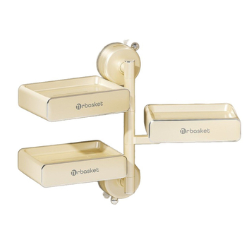 Forgó falra szerelhető szappantartó szívófejjel, fúrás nélkül, többszintes, PET + rozsdamentes acél