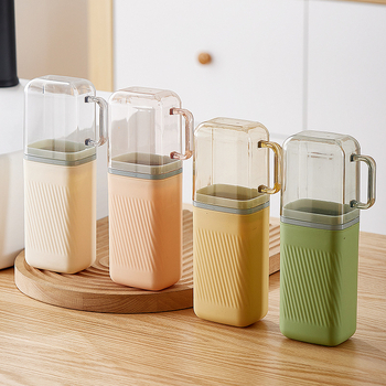 Fogkefetartó – 3 az 1-ben utazó készlet öblítő pohárral, műanyag, testre szabható, Damei